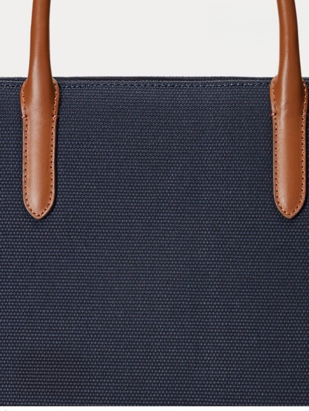 Ralph Lauren Navy Canvas and Brown Leather Tote - Picture 4 of 9
